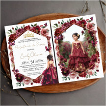Présentation florale bordeaux pour 3 ans Photo