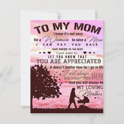Invitation Présenté Spécial Pour Maman | Lettre à ma mère | (Devant)