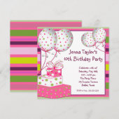 Invitation Présents Ballons Roses Fille Fête d'anniversaire (Devant / Derrière)