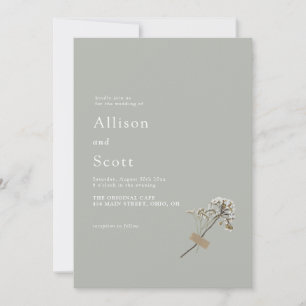 Invitation Presse minimaliste verte à main Mariage floral