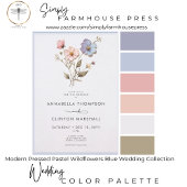 Invitation Pressé moderne Pastel Fleur sauvage Mariage bleu