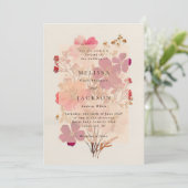 Invitation Pressé rose rouge et crème, Mariage floral Invitat (Debout devant)