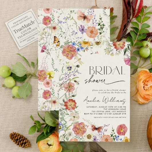 Invitation Pressed Wildflower Floral Frame Bridal Shower