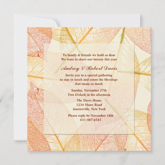 Invitation pressée de feuille (Devant)