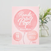 Invitation Prêt à ballets pop Baby shower rose (Debout devant)