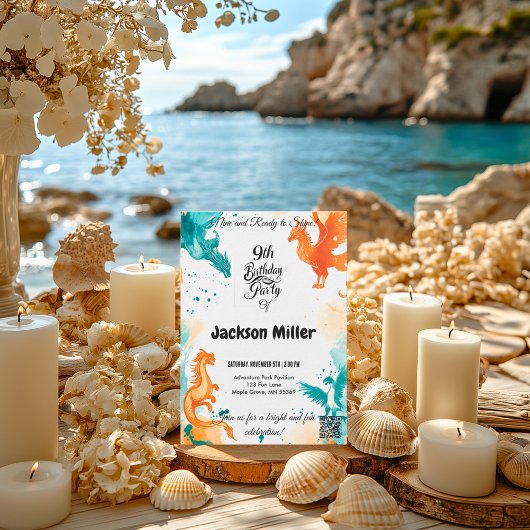 Invitation Prêt à briller 9e anniversaire Turquoise et Marigo