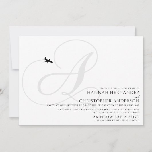 Invitation Prêt à décoller un Mariage initial (Devant)