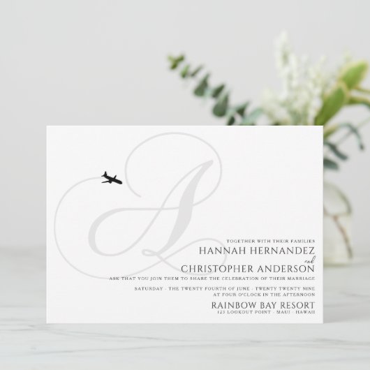 Invitation Prêt à décoller un Mariage initial (Debout devant)