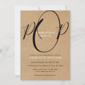 Invitation Prêt à éclore Baby Shower Script Chic Kraft Rustiq (Devant)