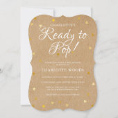 Invitation Prêt à éclore Cœurs dorés Baby Shower Kraft rustiq (Devant)