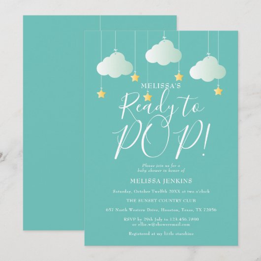 Invitation Prêt à éclore Fête de bébé Twinkle Twinkle (Devant / Derrière)