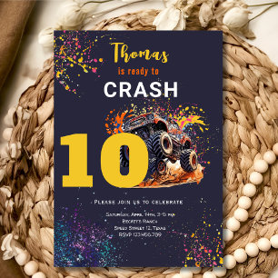 Invitation Prêt à écraser monster camion sombre anniversaire