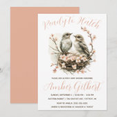 Invitation Prêt à faire du Hatch, Oiseaux dans le Baby shower (Devant / Derrière)