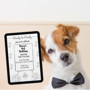 Invitation Prêt à faire la fête, Anniversaire de chien ligne 