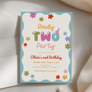 Invitation Prêt à faire la fête Daisy Coloré 2ème Anniversair