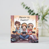 Invitation Prêt à faire la fête | Jeu à thème Anniversaire fê (Debout devant)