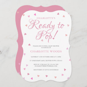 Invitation Prêt À Faire Pop Coeurs Roses Baby shower / Saupou
