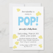 Invitation Prêt à faire Pop Cute Boy Blue Popcorn Baby shower (Devant)