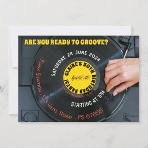 Invitation Prêt à Groover Musique Rétro Vinyle 60s 70s