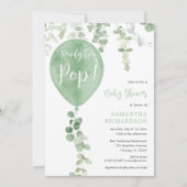 Invitation Prêt à introduire le baby shower de ballons vert m (Devant)