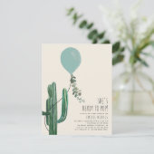 Invitation Prêt à lancer le Baby shower Turquoise de cactus à (Debout devant)