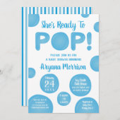 Invitation Prêt À Pop Baby shower, Bleu (Devant / Derrière)