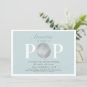 Invitation Prêt à pop Baby shower bleu moderne (Debout devant)