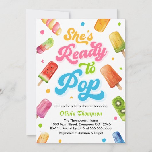 Invitation Prêt à pop Baby shower Popsicle (Devant)