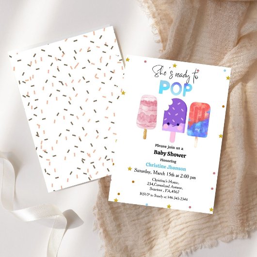 Invitation Prêt à pop baby shower Popsicle