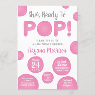 Invitation Prêt À Pop Baby shower, Rose