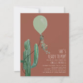 Invitation Prêt à pop Balloon Cactus Baby shower en terre cui (Devant)
