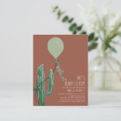 Invitation Prêt à pop Balloon Cactus Baby shower en terre cui (Debout devant)