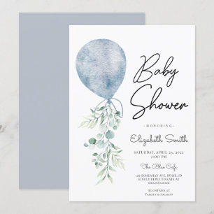 Invitation Prêt à pop Blue Greenery Baby Boy Douche pour bébé