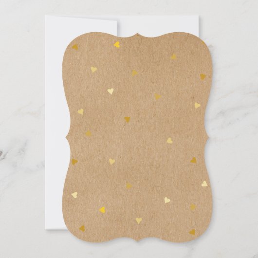 Invitation Prêt À Pop Gold Hearts Baby shower Rustic Kraft (Dos)