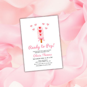 Invitation Prêt À Pop Heart Bow Baby shower De Crème De Glace