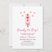 Invitation Prêt À Pop Heart Bow Baby shower De Crème De Glace (Devant)