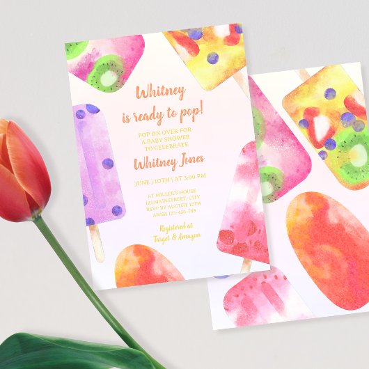Invitation Prêt À Pop Popsicle Baby shower Aquarelle