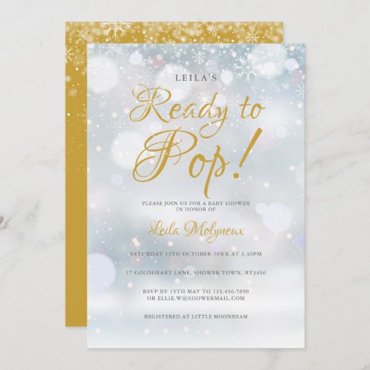 Invitation Prêt À Pop Premier Baby shower De Snowflakes (Devant / Derrière)