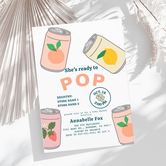 Invitation Prêt à pop soda Pop Cans Pink Girl Baby shower