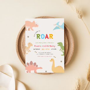 Invitation Prêt à rugir bébé dinosaure 2ème anniversaire