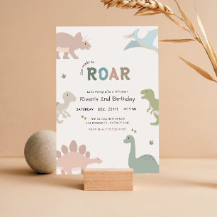 Invitation Prêt à rugir bébé enfant dinosaure 2ème anniversai