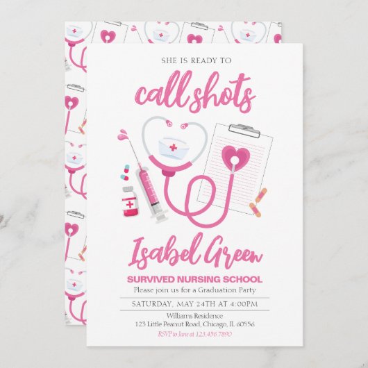 Invitation Prêt à téléphoner aux infirmières (Devant / Derrière)