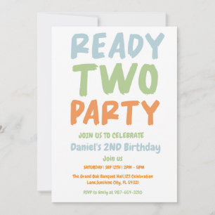 Invitation Prêt Deux Fêtes, Garçon Deuxième Fête Anniversaire