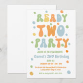 Invitation Prêt Deux Fêtes, Garçon Deuxième Fête Anniversaire (Devant / Derrière)