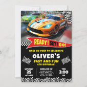 Invitation Prêt Partir Course Voiture Anniversaire (Devant)