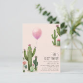 Invitation Prêt pour la Pop Girl Balloon Cactus Baby shower v (Debout devant)