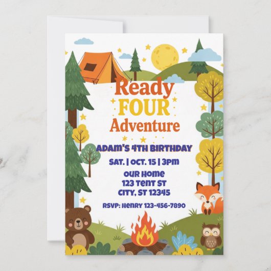 Invitation Prêt POUR l'Aventure, 4e Anniversaire (Devant)