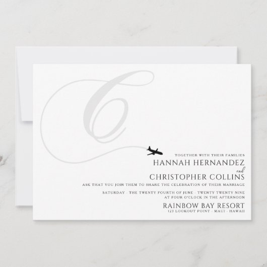 Invitation Prêt pour le décollage C Mariage initial (Devant)