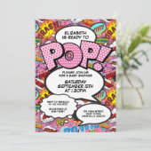 Invitation Prêt pour pop Baby shower rose moderne (Debout devant)