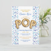 Invitation Prêt pour POP Boy Baby shower Gold & Blue Invitati (Debout devant)
